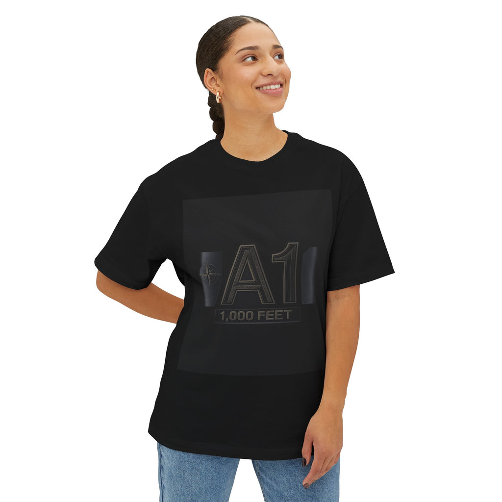 A1 1,000 Feet Graphic Tee — Minimal Black Square Design