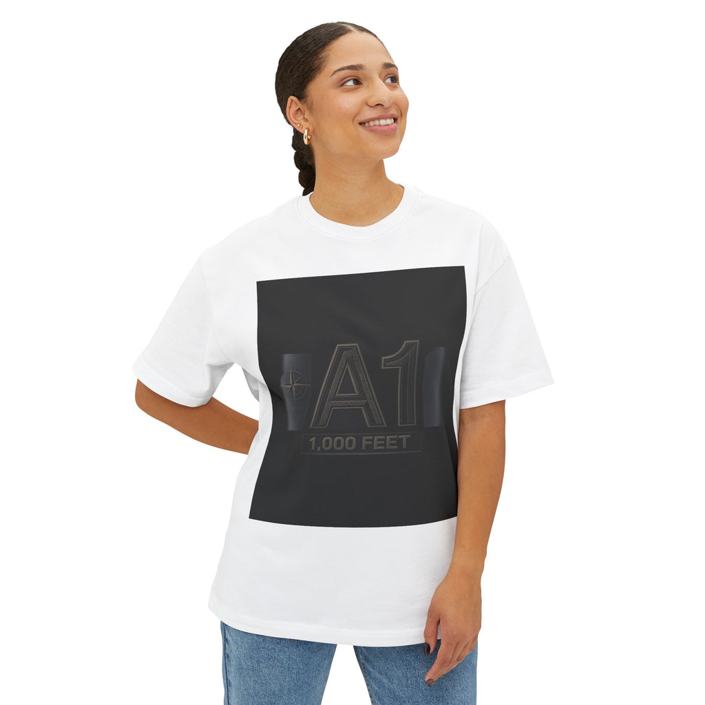 A1 1,000 Feet Graphic Tee — Minimal Black Square Design